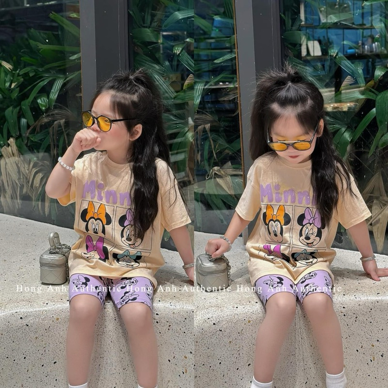 set 2 bộ bé gái in hình mickey/minnie mix quần lg