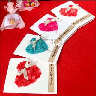 Thiệp Hoa Khô Valentine Thiệp Đính Hoa Baby