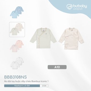B02007 set 2 áo sơ sinh dài tay buộc dây chéo bambus iconic 1-bbb3108ns