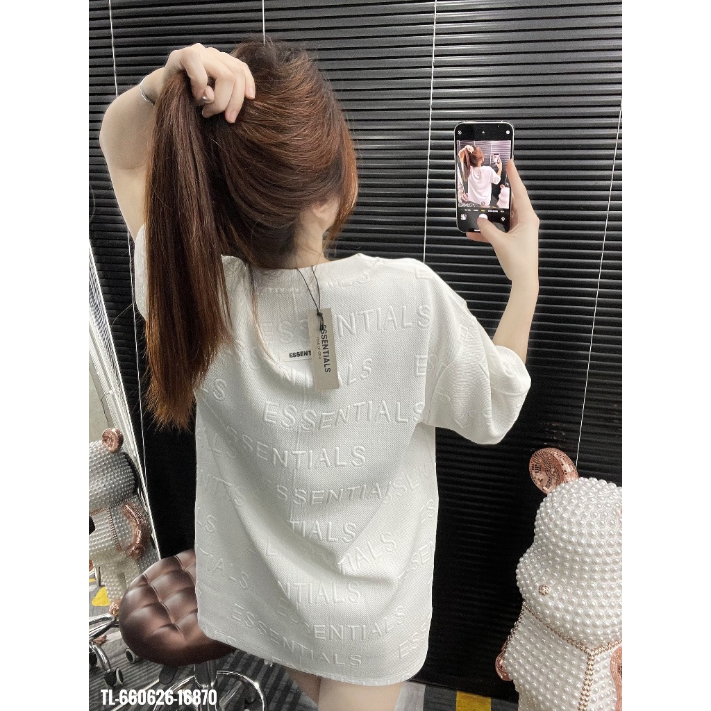 🔥Hot🔥Áo thun Essentials vân nổi thêu chữ thiết kế hot trend Nam nữ New 2024