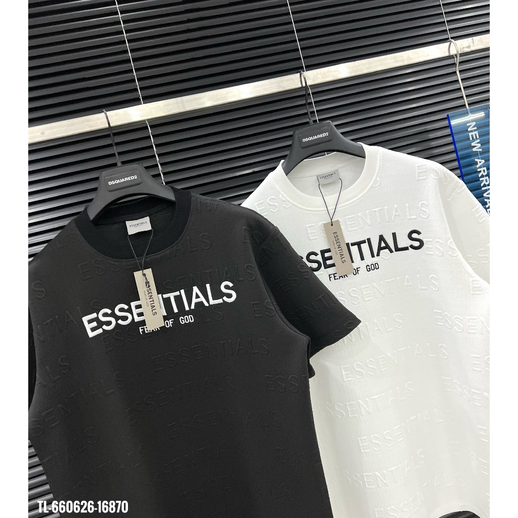 🔥Hot🔥Áo thun Essentials vân nổi thêu chữ thiết kế hot trend Nam nữ New 2024