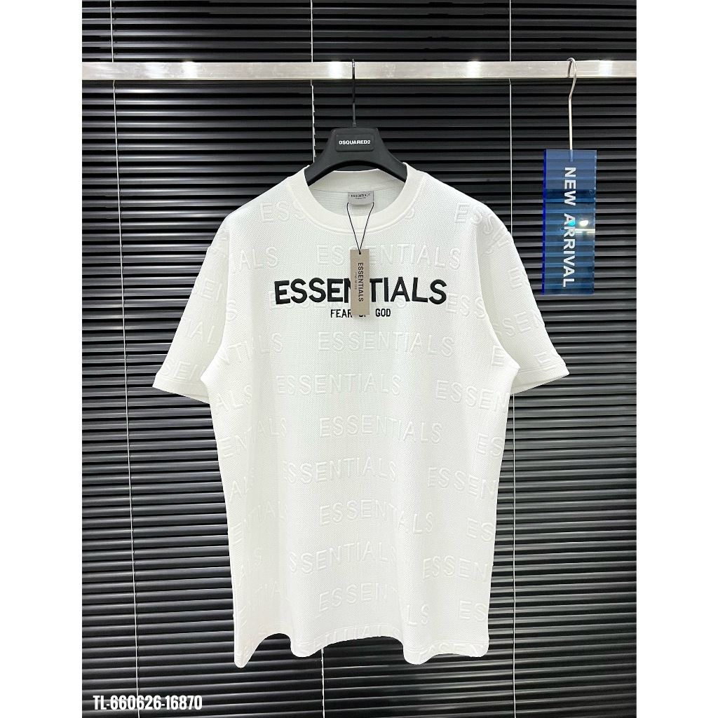 🔥Hot🔥Áo thun Essentials vân nổi thêu chữ thiết kế hot trend Nam nữ New 2024