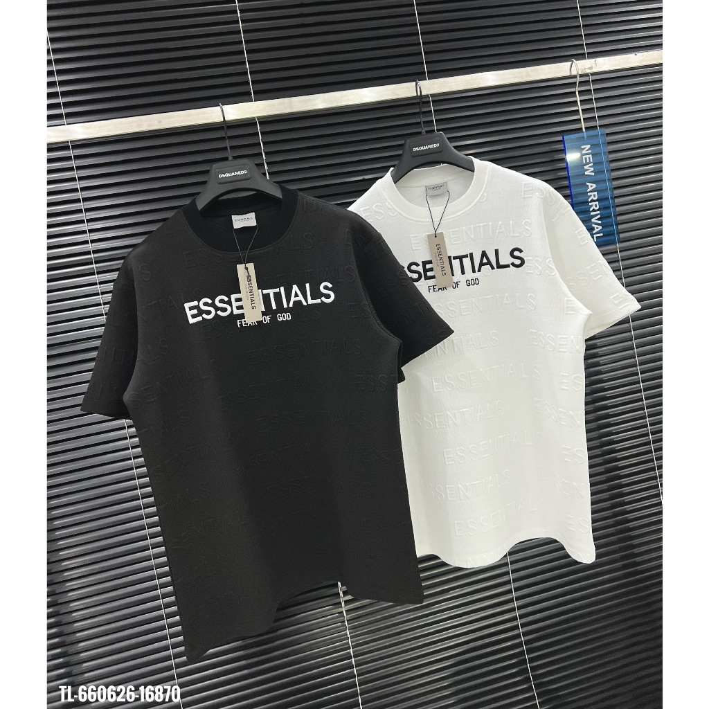 🔥Hot🔥Áo thun Essentials vân nổi thêu chữ thiết kế hot trend Nam nữ New 2024