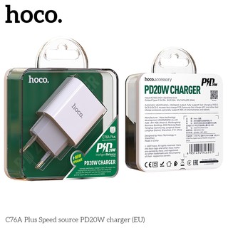 Bộ sạc nhanh hoco c76a plus 1 cổng type-c hỗ trợ sạc nhanh 3a/pd 20w, siêu bền, chân sạc eu chân tròn