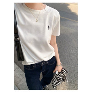 Áo Thun Nữ Baby Tee Tay Ngắn Hình Thêu Ngựa co giãn