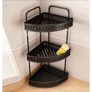 Kệ nhà tắm,nhà bếp inox đen góc 3 tầng TA