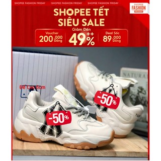 Giày Sneaker MLB Đế Nâu, Boston, NY Đen độn đế 6cm hack chiều cao nam nữ cao cấp