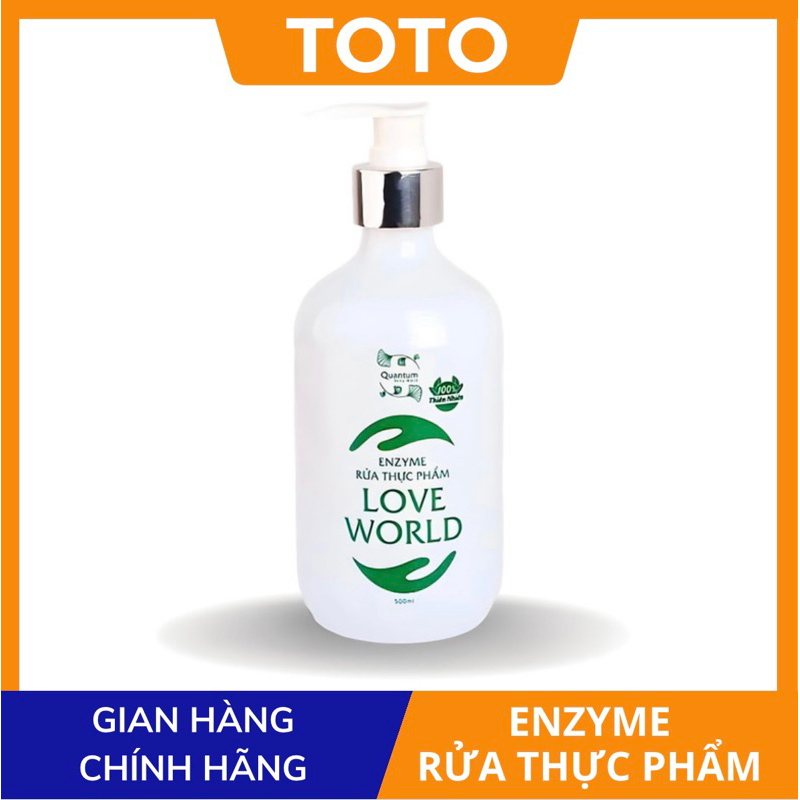 Enzyme rửa thực phẩm LOVE WORLD khử khuẩn làm sạch thịt cá, rau củ quả, khử mùi tanh vi trùng gây hại, 500ml