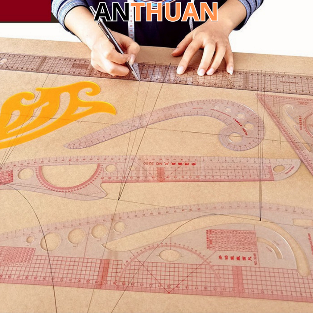 Thước vẽ may đường cong đo quần áo cắt may đa năng nhựa dẻo thẳng, cong trong suốt dành cho thợ may, nhà thiết kế