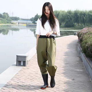 Quần ủng lội nước đế cứng màu xanh lá mạ mới - size 37 - 44, quần ủng bảo hộ lao động, ủng câu cá pvc cao cấp 2 lớp