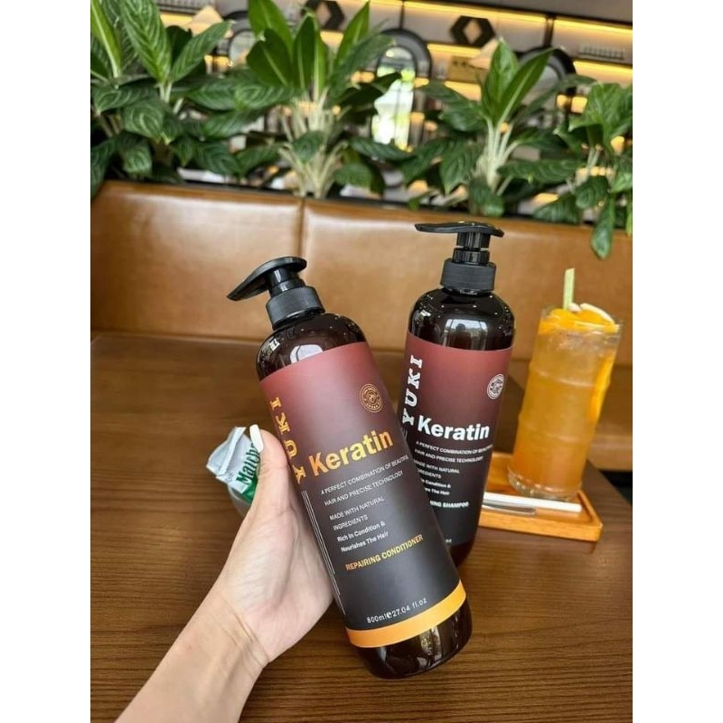 (Chính Hãng ) Dầu gội xả yuki keratin phục hồi tóc hư tổn mọc tóc 800ml