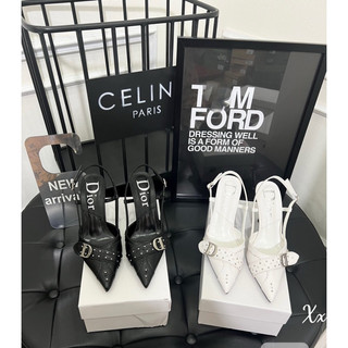 Sandal cao gót mũi nhọn quai cài di•or super fullbox