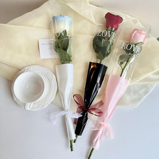 Set 10 Túi bó 1 bông chữ Love gói hoa sáp hoa tươi hoa lụa