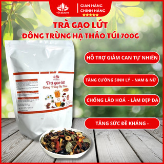 Trà gạo lứt đông trùng hạ thảo YẾN BEAUTY giảm cân, làm đẹp da túi zip 700g, Trà gạo rang đông trùng thanh lọc cơ thể