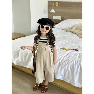 Sét yếm quần kaki áo kẻ cho bé gái 10-28kg