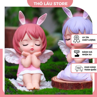 Em bé Tai thỏ trang trí bánh sinh nhật, bé ngủ trang trí bánh kem