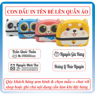 [Tặng Mực] Con Dấu In Tên Bé Lên Quần Áo, Mũ, Tất Vớ (Mực In Vải) Mộc In Tên Bé Mẫu Hình Thú Cưng