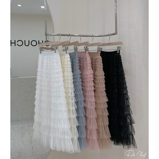 Chân váy maxi lưới tầng bèo
