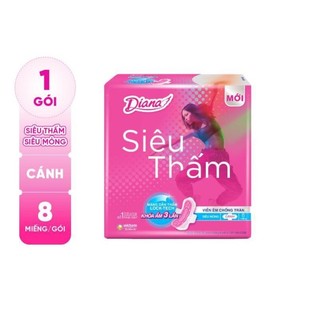 Băng Vệ Sinh Diana Siêu Thấm Siêu Mỏng Cánh 23cm 8 Miếng
