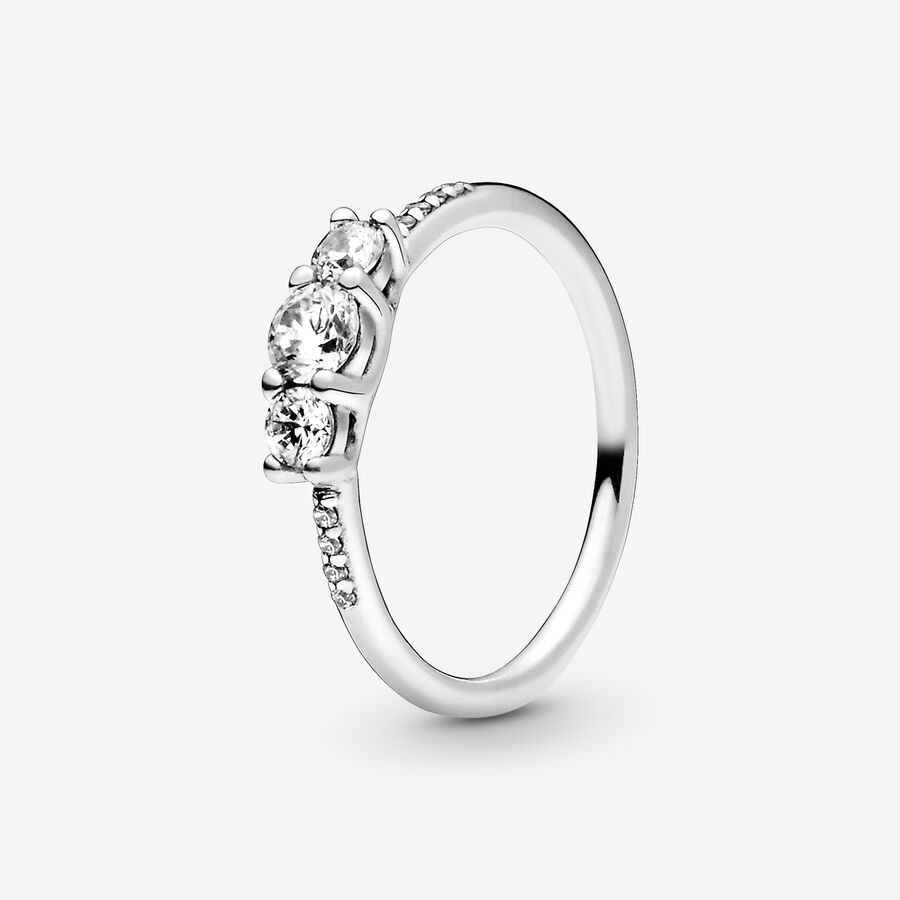 Nhẫn bạc nữ Lys Clear Three-Stone Ring 8072 Fullbox  - Nhẫn Bạc Nữ Bạc S925