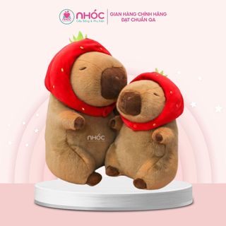 Thú bông Capybara Chuột lang siêu to đeo balo rùa, choàng khăn đỏ bông cao cấp - NHÓC