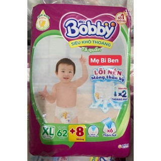 [CỘNG 6/8 MIẾNG] Tã quần Bobby Lõi nén thần kỳ 3mm Gạo non Size M76+6/L68+6/XL62+8/XXL56+8/XXXL29+4 miếng