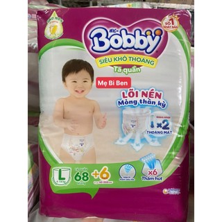 [Chính Hãng] Tã Quần Bobby Tã quần Bobby Lõi nén thần kỳ 3mm Gạo non Size L68+6 miếng