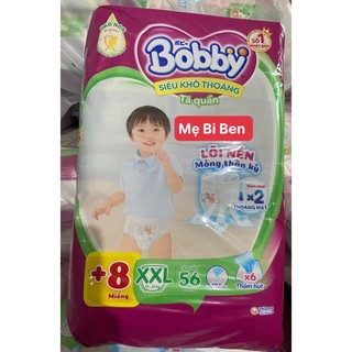 [CỘNG 8 MIẾNG] Tã Quần Bobby Bobby Lõi nén thần kỳ 3mm Gạo non Size XXL56+8 miếng
