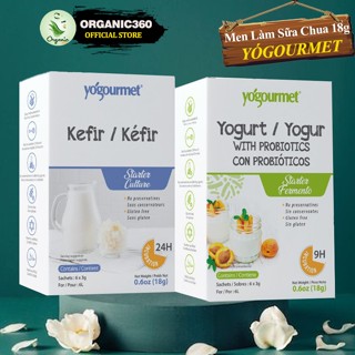 Men Làm Sữa Chua Kefir Probiotics YOGOURMET Yogurt Starter 18g (Hộp 6 gói, mỗi gói 3g)