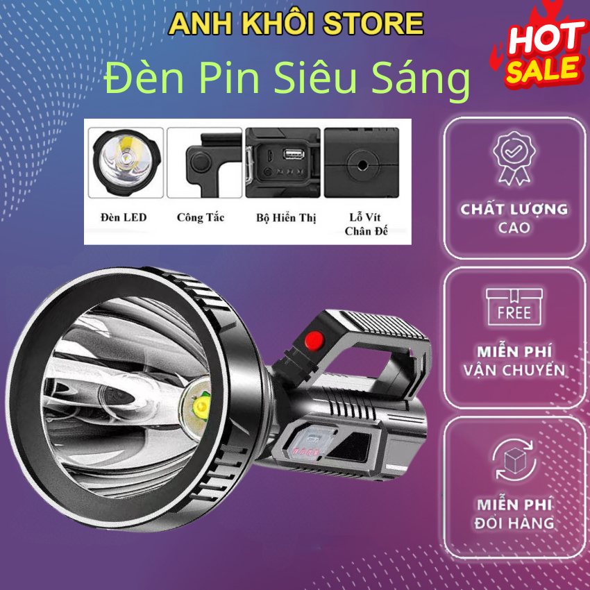 Đèn pin cầm tay siêu sáng chiếu xa 1000m chống thấm nước . đèn pin mini sạc điện tiện dụng
