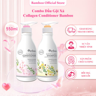 Combo dầu gội xả Collagen Bamboo dưỡng tóc, phục hồi tóc hư tổn tóc khô sơ nhiều gàu