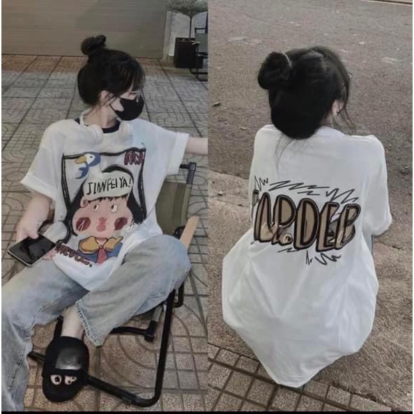 Áo thun nữ tay lỡ chất cotton khô 3158 in CÔ BÁNH BAO phong cách Hàn Quốc CAMASTORE S103