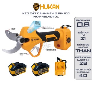 Kéo cắt cành dùng pin HUKAN PRBL4040L, Động cơ Không chổi than, Màn hình LED, Đường kính lưỡi cắt 28mm