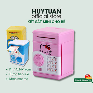 Hộp tiết kiệm tiền dạng két sắt mini khóa mã số cho trẻ em 14x14x19cm đựng tiền tiết kiệm tiền lì xì - Heo đựng tiền