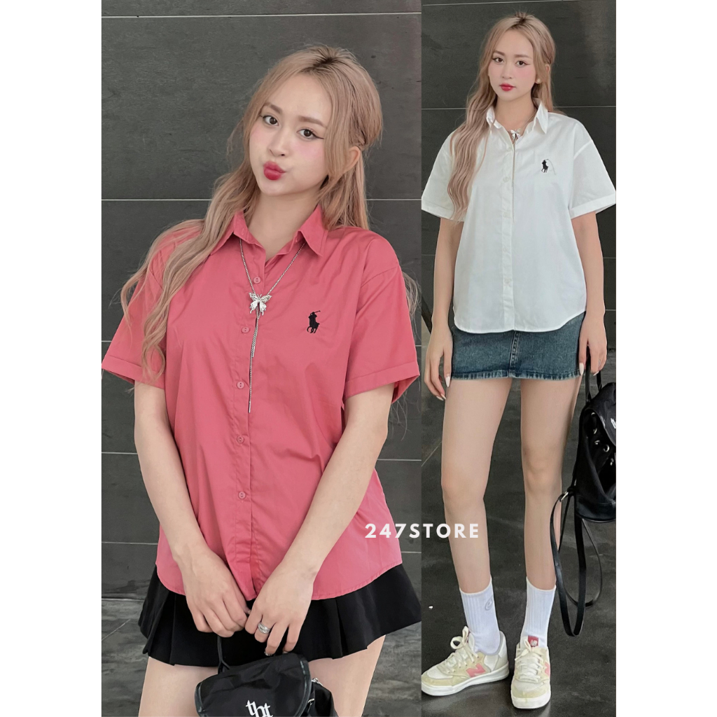 Áo sơ mi cộc tay thêu ngựa 247store.vn - Somingua3479_P0K38