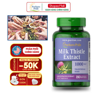 Thải độc gan Puritan's Pride Milk Thistle Extract 1000mg 90-180 viên giúp bổ gan, làm mát gan, tăng cường chức năng gan