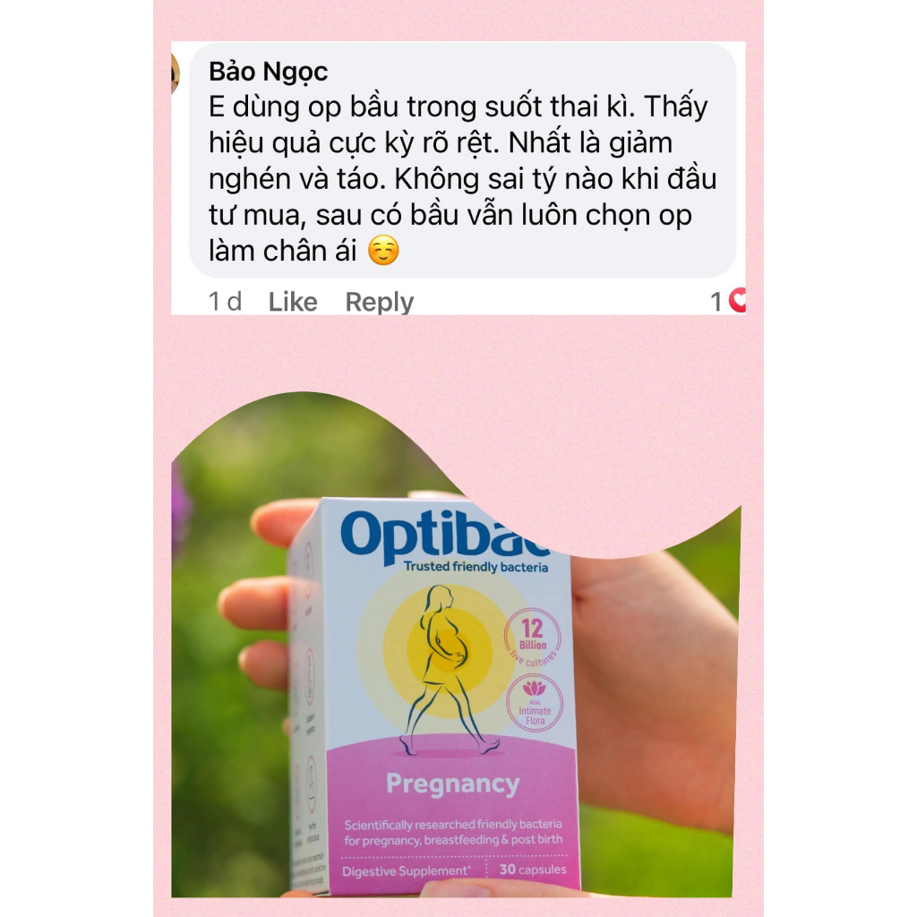 Chăm sóc sức khỏe với Optibac Pregnancy 30 viên cho mẹ bầu và cho con bú cân bằng hệ vi sinh đường ruột