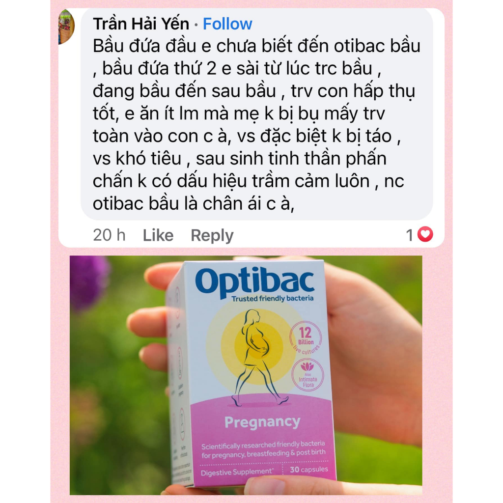Chăm sóc sức khỏe với Optibac Pregnancy 30 viên cho mẹ bầu và cho con bú cân bằng hệ vi sinh đường ruột