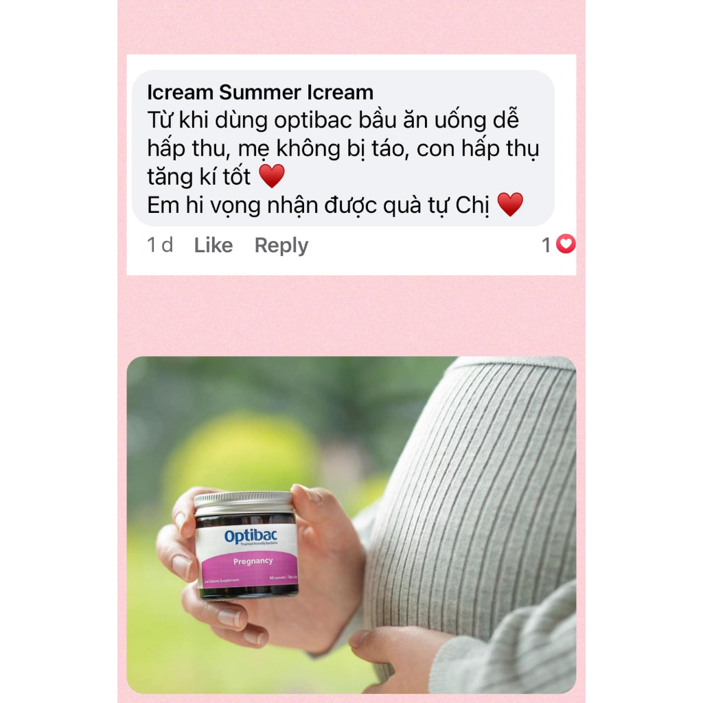 Chăm sóc sức khỏe với Optibac Pregnancy 30 viên cho mẹ bầu và cho con bú cân bằng hệ vi sinh đường ruột