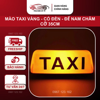 Mào taxi vàng - có đèn - đế nam châm cỡ 35cm