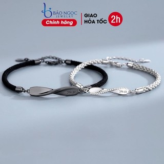Lắc tay bạc 925 cặp đôi tình yêu vĩnh cửu dáng dây bện quà tặng ý nghĩa - LTD2891 - Bảo Ngọc Jewelry