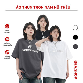 Áo thun unisex form rộng tay lỡ họa tiết in chữ decal nổi bật dành cho nam nữ ati-003