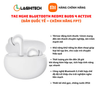 Tai Nghe Bluetooth True Wireless Xiaomi Redmi Buds 4 Active (Bản Quốc Tế - Hàng Chính Hãng FPT)