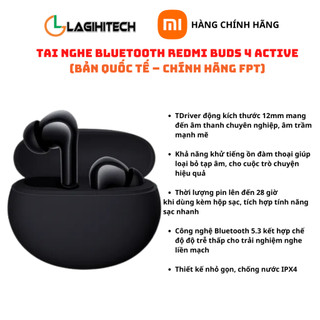 Tai Nghe Bluetooth True Wireless Xiaomi Redmi Buds 4 Active (Bản Quốc Tế - Hàng Chính Hãng FPT)