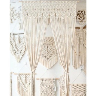Rèm cửa macrame vintage trang trí decor tường nhiều kích thước MRL-02