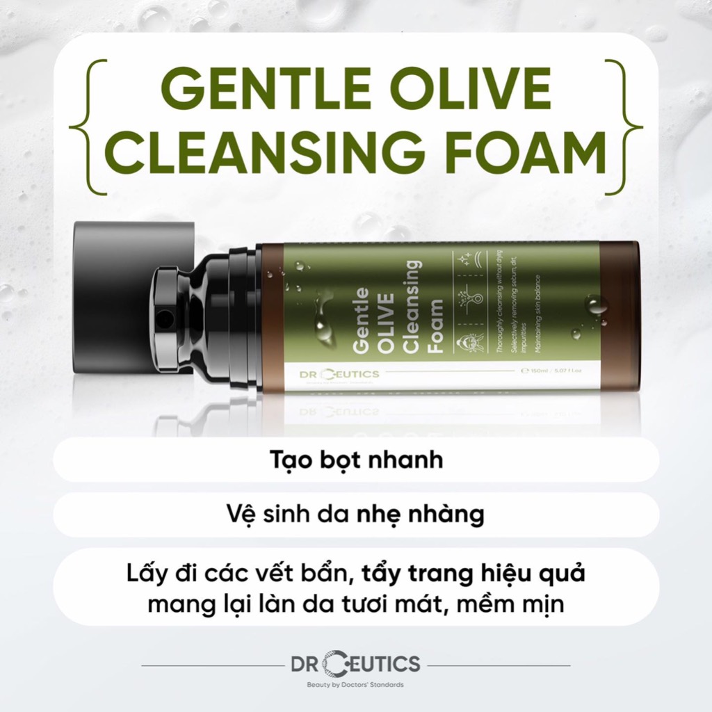 DRCEUTICS Sữa Rửa Mặt Làm Sạch Sâu Cho Mọi Loại Da Gentle Olive Cleansing Foam 150ml