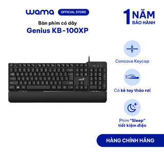Bàn phím có dây Genius KB-100XP - fullsize, kết nối USB, có kê tay, có bàn phím số 12 phím chức năng