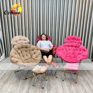 Ghế Tựa Lưng Thư Giãn Hình Vỏ Sò Kèm Ghế Nhỏ Để Chân (Đủ Màu)