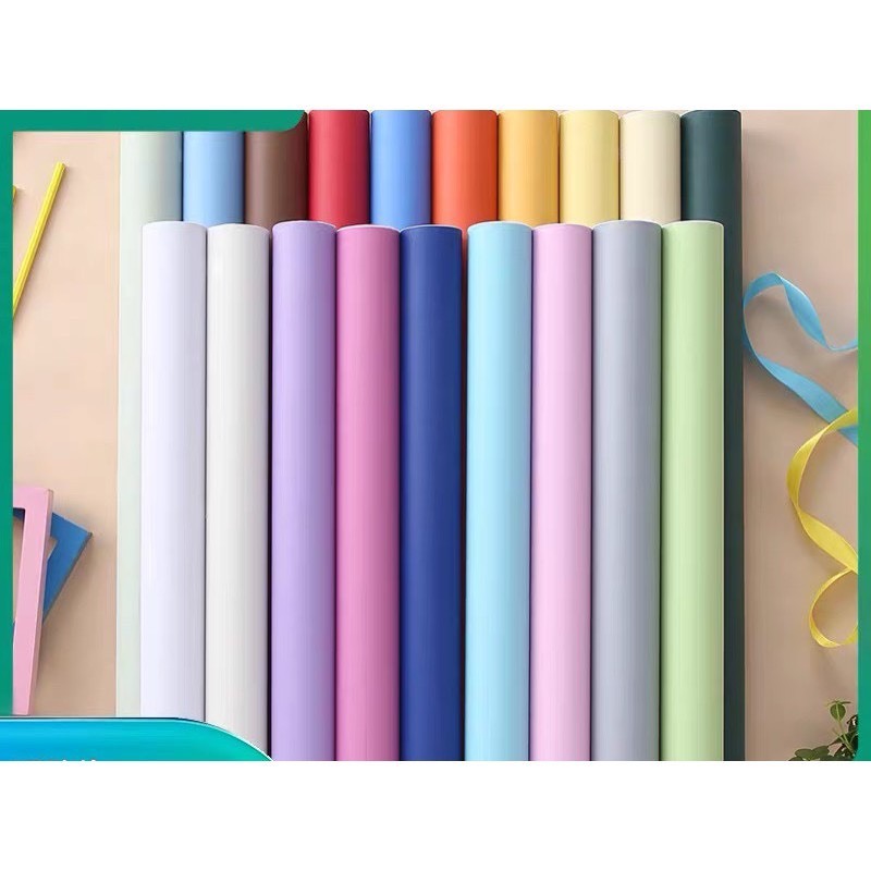 GIẤY DÁN TƯỜNG 1 MÀU PASTEL TRƠN SẴN KEO KHỔ 45CM KN455