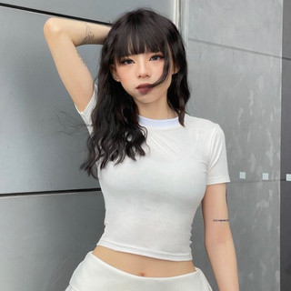 Cazi Basic Top - Áo crotop ngắn tay